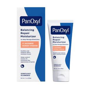 lot 2658 image: PanOxyl PM Balancing Repair Moisturizer with Niacinamide, Ceramides and Cica, Hydrating Face Moisturizer, Acne Prone Skin and Dry Skin, Non-Comedogenic Night Face Moisturizer, 3 oz - Retail $10
