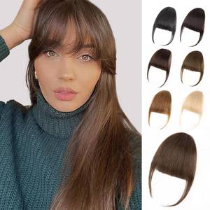 lot 2680 image: EINAEY Bangs Hair Clip - Brown Clip in Bangs Real Human Hair, Fake Bangs Fringe with Temples Wispy Bangs Hair Extensions for Women Daily Wear - Retail $14