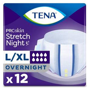 lot 2684 image: Tena ProSkin Overnight Incontinence Adult Diaper for Women & Men, Stretch, LargeExtra Large, 12 Count, Packaging May Vary - Retail $15