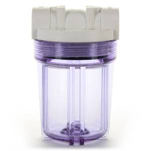 lot 2705 image: Hydronix HF3-5CLWH12, 5 Clear Housing with White Rib Cap For RO & Filtration Systems, 12 Ports - Retail $19