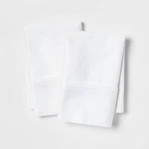 lot 2726 image: Standard Solid Performance 400 Thread Count Pillowcase Set White - Threshold Cotton Sateen, OEKO-TEX Certified, Set of 2 - Retail $40