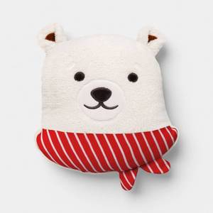 lot 2744 image: Christmas Beary the Bear Throw Pillow White - Wondershop - Retail $10