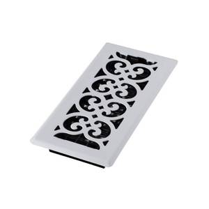 lot 2756 image: Decor Grates FS410-WH Scroll Metal Floor Register  White  4-Inch by 10-Inch&nbsp