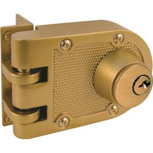 lot 2757 image: Prime-Line U 9972 Jimmy-Resistant Deadlock, Diecast, Brass Color, Angle Strike, Double Cylinder (Single Pack) - Retail $26