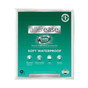 lot 2777 image: Allerease Queen Clean Boost Waterproof Fitted Mattress Protector Hypoallergenic, OEKO-TEX Certified - Retail $30