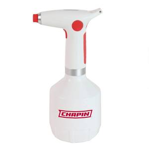 lot 2811 image: Chapin 75004 1-Liter USB-C Battery Powered Electric Sprayer, Rechargeable, Portable Garden and Plant Sprayer, Mister, for Outdoor and Indoor Plants and Small Gardens, Handheld Powered, White missing USB-C cord - Retail $17