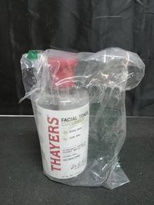 lot 2816 image: THAYERS Alcohol-Free, Hydrating Cucumber Witch Hazel Facial Toner with Aloe Vera Formula, Vegan, Dermatologist Tested and Recommended, 12 Oz (Packaging May Vary) - Retail $12