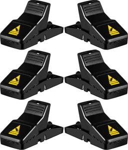 lot 2824 image: Feeke Rat Trap, Large Mouse Traps, Mouse Traps Indoor for Home, Instant Kill Traps for Mouse Rat Chipmunk, Quick Set Up and Reusable - 6 Pack, Black - Retail $20