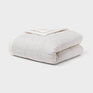 lot 2837 image: FullQueen Quilted Down Alternative Bed Blanket Ivory Dash - Room Essentials Reversible Woven Shapes, 180 Thread Count - Retail $25
