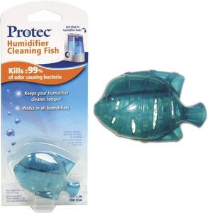 lot 2854 image: Protec Humidifier Cleaning Fish, Tank Cleaner, Fights Slime & Odor, Lasts 30 Days, 1 Count, Color May Vary - Retail $6
