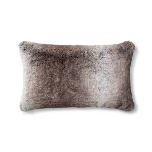 lot 3000 image: Oblong Faux Fur Throw Pillow Neutral - Threshold Rectangular Decorative Cushion for Indoor Use - Retail $41