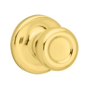 lot 3015 image: Kwikset Mobile Home Interior Passage Door Knob, Handle For Closet and Hallway Doors, Non-Locking Doorknob in Polished Brass&nbsp