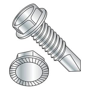 lot 3028 image: Small Parts 141607KWSMS Steel Self-Drilling Screw, Zinc Plated Finish, Serrated Hex Washer Head, Hex Drive, #2 Drill Point, 14-20 Thread Size, 1 Length (Pack of 50)&nbsp