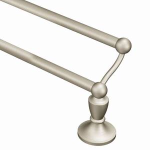lot 3032 image: Moen DN8222BN Wembley 24-Inch Double Towel Bar, Brushed Nickel - Retail $44