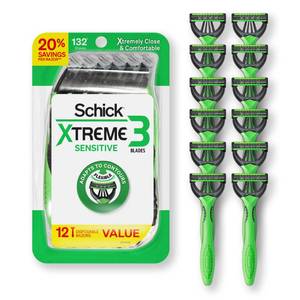 lot 3050 image: Schick Xtreme 3 Original Sensitive Disposable Razors for Men  Disposable Mens Razors for Shaving Sensitive Skin, 12ct&nbsp