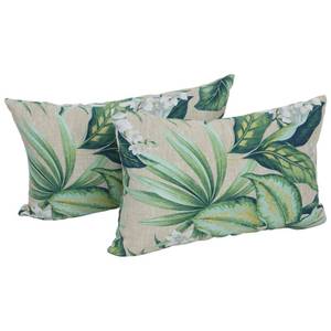 lot 3090 image: Blazing Needles Rectangular IndoorOutdoor Throw Lumbar Pillow, 19 x 11, Tahiti Breeze 2 Count