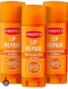 lot 3103 image: OKeeffes Lip Repair Unscented Lip Balm for Dry, Cracked Lips - Stick (3 Pack) - Moisturizer for Very Dry Lips&nbsp&nbsp