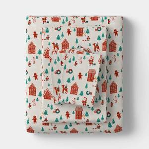 lot 3140 image: Twin Christmas Flannel Sheet Set Gingerbread Scene - Wondershop&nbsp
