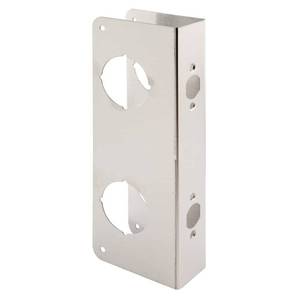 lot 3170 image: Prime-Line U 9595 Stainless Steel Lock and Door Reinforcement Plate for 1-34 In. Thick Doors, Stainless Steel Finish (Single Pack)&nbsp