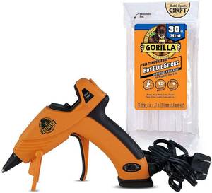 lot 3175 image: Gorilla Mini Hot Glue Gun Kit (Pack of 1 Mini Hot Glue Gun and 30 Sticks) - Dual Temp, Precision Nozzle, and Easy Squeeze Trigger&nbsp