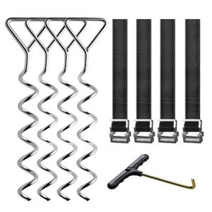 lot 3197 image: Simple Deluxe Trampoline Stakes Heavy Duty Trampoline Parts Corkscrew Shape Steel Stakes with T Hook Trampoline Anchor Kit Tie Down Kit Ground Wind Stake (Set of 4)&nbsp&nbsp