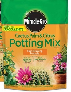 lot 3199 image: Miracle-Gro Cactus, Palm and Citrus Potting Mix, for Indoor or Outdoor Potted Plants, Great for Succulents, 8 qt.