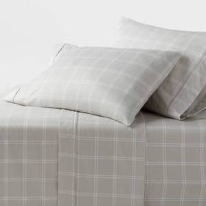 lot 3213 image: TwinTwin XL 400 Thread Count Performance Sheet Set Gray Plaid - Threshold - Retail $35