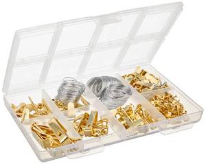 lot 3229 image: Amazon Basics Picture Hanging Hardware Assortment Kit, 220 Piece Set, Brass&nbsp