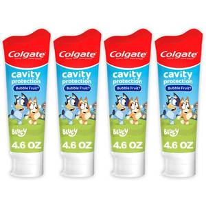 lot 3230 image: Colgate Kids Bluey Toothpaste with Fluoride for Cavity Protection, Ages 2, ADA Accepted, Sugar Free and Gluten Free, Bubble Fruit Flavor, 4 Pack, 4.6 Oz Tubes&nbsp&nbsp