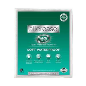 lot 3232 image: Allerease Queen Clean Boost Waterproof Fitted Mattress Protector Hypoallergenic, OEKO-TEX Certified - Retail $30