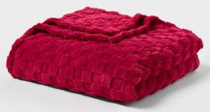 lot 3243 image: FullQueen Checkered Blanket Magenta - Room Essentials&nbsp