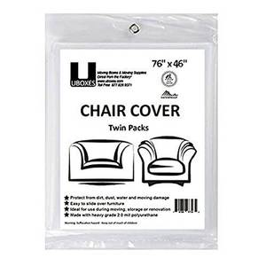 lot 3246 image: Uboxes (72x46) Chair Covers 2 MIL Heavy Duty Polyethylene to Protect Items from Dust Dirt and Spills, Clear, Set of 2&nbsp