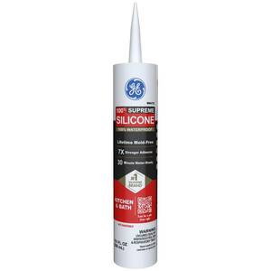 lot 4011 image: GE Supreme Silicone Caulk for Kitchen &amp Bathroom, White, 10 fl oz Cartridge, 1 Pack - 100% Waterproof Silicone Sealant, 7X Stronger Adhesion, Shrink &amp Crack Proof&nbsp