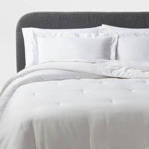 lot 4013 image: 3pc King Luxe Embroidered Border Duvet Cover and Sham Set WhiteLight Gray - Threshold Cotton Sateen, OEKO-TEX Certified - Retail $89
