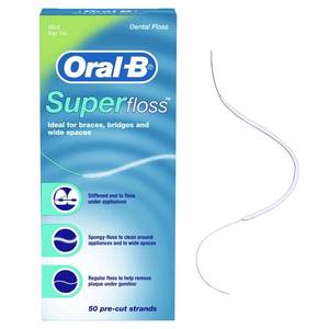 lot 4032 image: Oral-B Super Floss Pre-Cut Strands Dental Floss, Mint, 50 Count&nbsp&nbsp