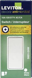 lot 4048 image: Leviton 15 Amp Decora Antimicrobical Wall Switch Single-Pole, 5601-2AW, White&nbsp&nbsp