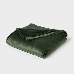 lot 4104 image: FullQueen Microplush Blanket Green - Threshold - Retail $30