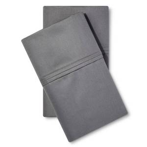 lot 4126 image: King Solid Performance 400 Thread Count Pillowcase Set Dark Gray - Threshold Cotton Sateen, Wrinkle-Resistant, 2-Pack&nbsp