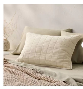 lot 4138 image: CasalunaKing Heavyweight Linen Blend Quilt Pillow Sham Natural - Casaluna Rayon &amp Cotton, Diamond Pattern, Zipper Closure&nbsp&nbsp