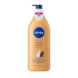 lot 4153 image: NIVEA Cocoa Butter Body Lotion for Dry Skin with Hyaluronic Acid, Cocoa Butter and Deep Nourishing Serum, 72-Hour Body Moisturizer, 16.9 Fl Oz Pump Bottle&nbsp