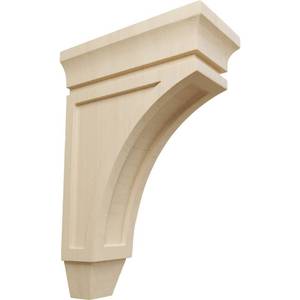 lot 4181 image: Ekena Millwork CORW03X07X10LURW Small Lucan Wood Corbel, 3 38W x 6 34D x 10H, Rubberwood - Retail $64