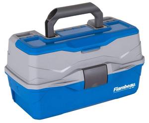 lot 4183 image: Flambeau Outdoors 6382TB 2-Tray Tackle Box - Classic Fishing Lure Storage Organizer, Medium Portable Tackle Box, 15 Tray Compartments, BlueGray&nbsp