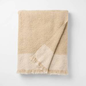 lot 4194 image: 50x60 Tonal Woven Boucle Throw Blanket Cream - Threshold designed with Studio McGee - Retail $35