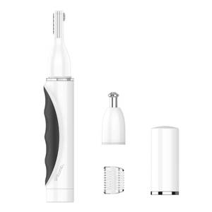 lot 4198 image: Conair GIRLBOMB Nose Hair Trimmer for Women, Battery-Operated Face Hair Removal for Women, Diamond-Shaped 360° Beveled Blade, LED Light, Packaging May Vary, White&nbsp