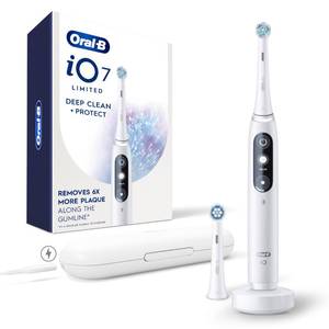 lot 4247 image: Oral-B iO Deep Clean  Protect Rechargeable Electric Toothbrush, White, iO Series 7, 2 Replacement Brush Heads, Charging Travel Case - Retail $230