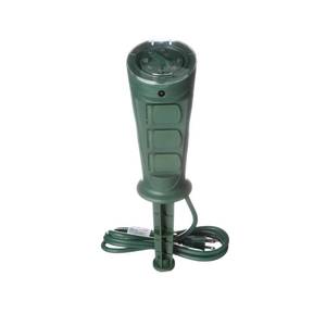 lot 4263 image: Southwire Woods Outdoor Plug-In Yard Stake Timer - Dusk-to-Dawn Photocell Control - 3 Grounded Outlets - Weatherproof Design - 6-Foot SJTW Cord - Green&nbsp