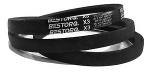 lot 4271 image: BESTORQ C98 V-Belt, Classic Wrapped Rubber X3 V-Belt, Black, 102 Outside Circumference x .87 Width x .57 Height, (Pack of 2) - Retail $66