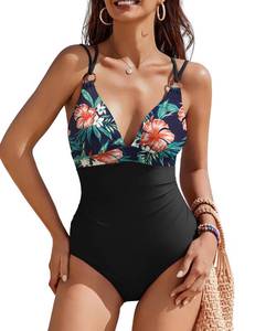 lot 4276 image: AIMAGE Womens One Piece Swimsuit 2026 Tummy Control Bathing Suit Slimming O-Ring Swim Suits Crisscross Back Swimwear,Red Floral Print,S&nbsp&nbsp