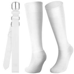 lot 4284 image: Zhanmai Baseball Belt and Socks Combo Adjustable Softball Socks and Belt Elastic Waist for Youth Boys Girls, and Adult(White,Youth)&nbsp