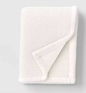 lot 4299 image: Chenille Knit Throw Blanket with Faux Shearling Reverse Ivory - Threshold&nbsp&nbsp
